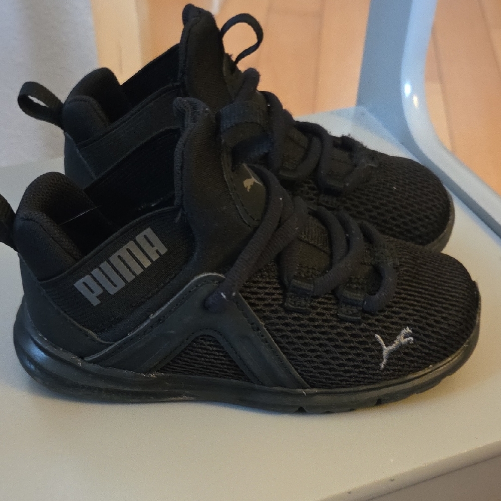 PUMA Kids Black Mesh Sneakers